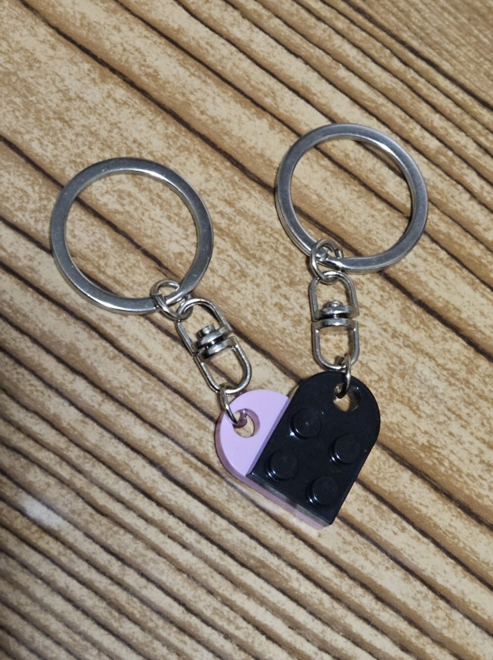 Interlocking Brick Paired Key Rings Heart Best Friends - Picture 5 of 5